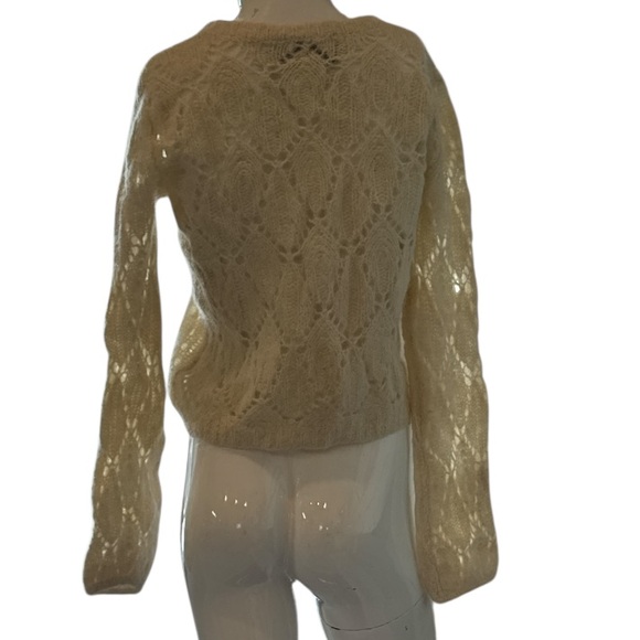 Reformation Jessie Pointelle Alpaca Ivory Crewneck Sweater Size Medium - Picture 7 of 13